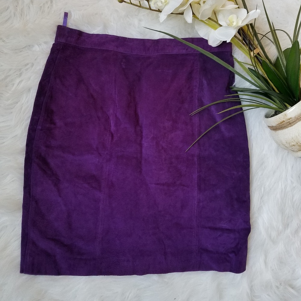 Fashion Attitudes Purple Suede Skirt